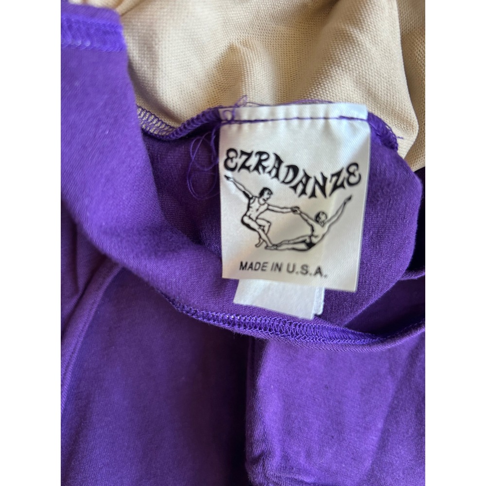 Ezradanze Purple Cotton Lycra Dance Leotard Set of 2 Made in USA Large - Picture 3 of 4